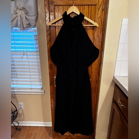 Banana Republic SATIN TWISTED MAXI DRESS Black Size XL - Picture 9 of 17